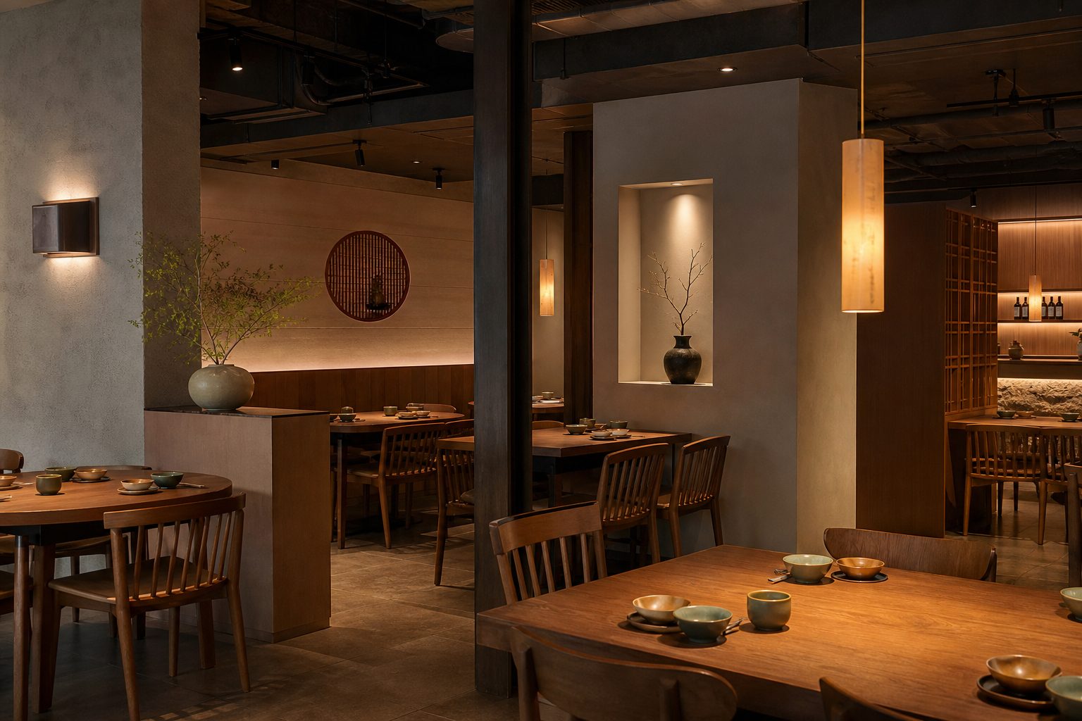 The warm interior of ONGA Korean Restaurant